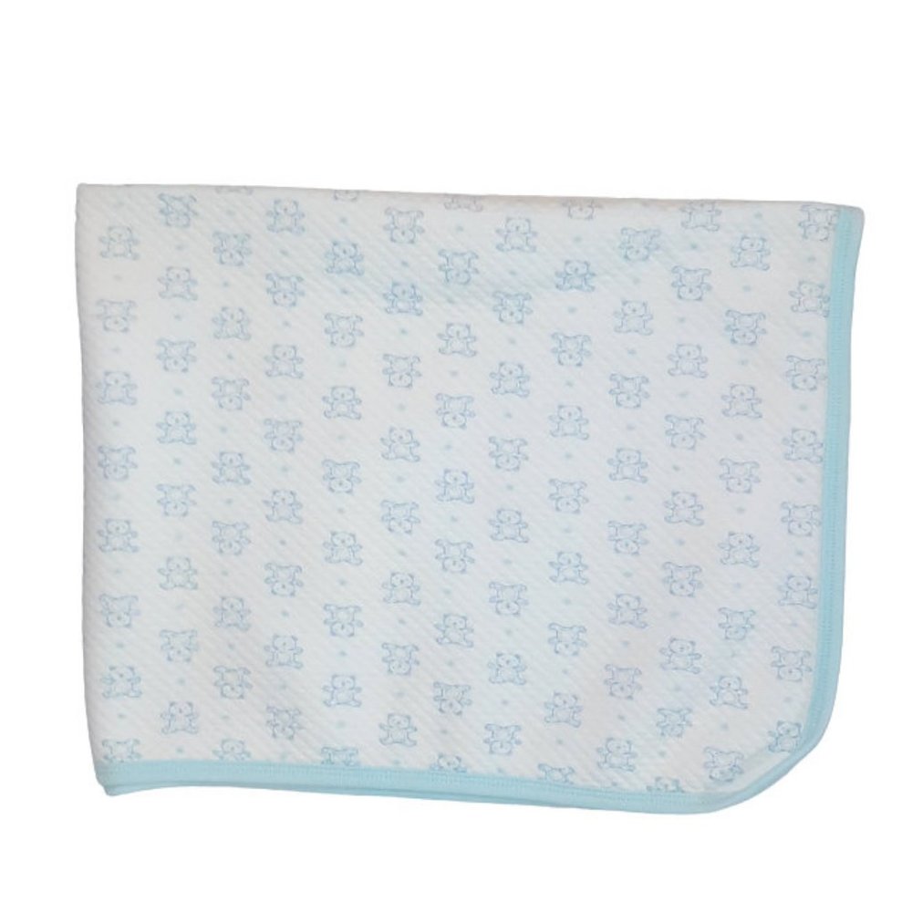Little Me Blue Bear Quilted Baby Security Lovey Blanket 28" X 24"